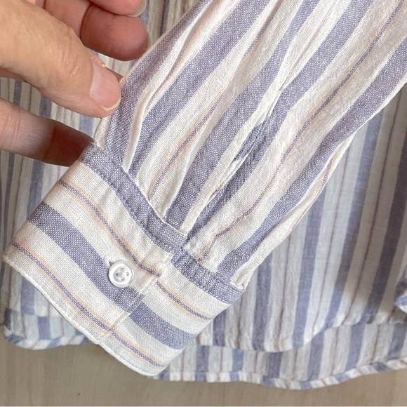 RAILS Linen Blend Charli Shirt Bacara Stripe Button Front Sz:XS - Picture 4 of 14